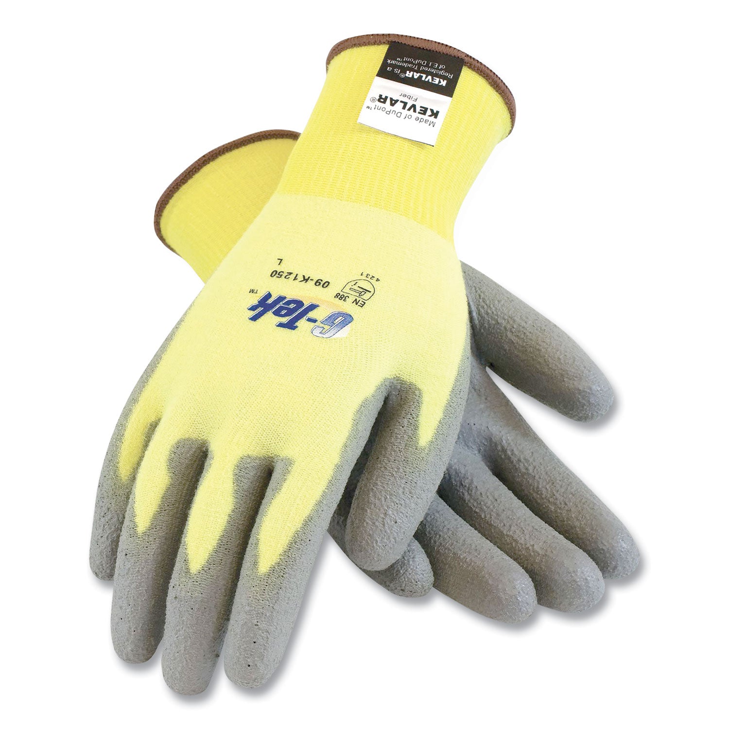 PIP G-Tek KEV Cut-Resistant Seamless-Knit Gloves, X-Large (Size 10), Yellow/Gray, 12 Pairs (09K1250XL)