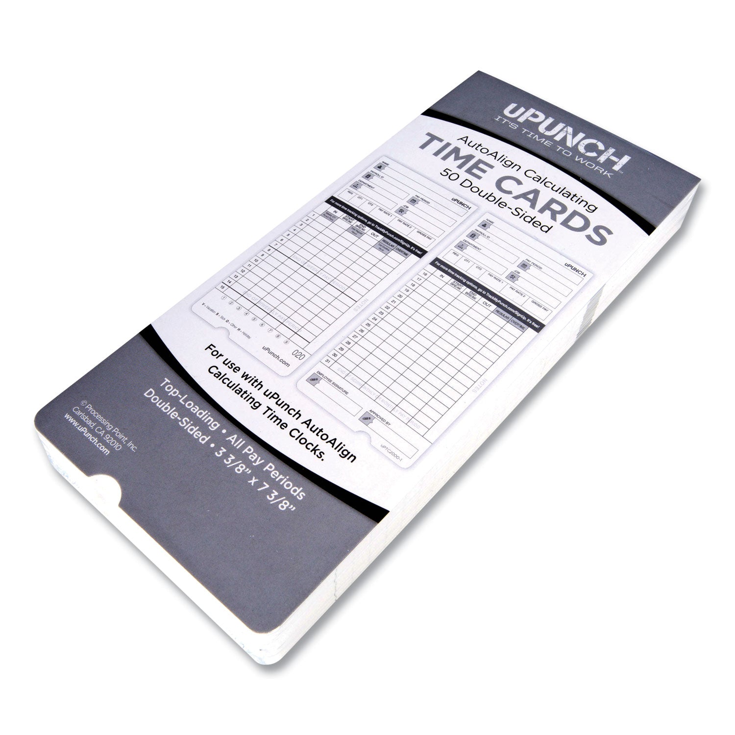 Time Clock Cards for uPunch HN4000, Two Sides, 7.37 x 3.37, 50/Pack (HNTCL2050)