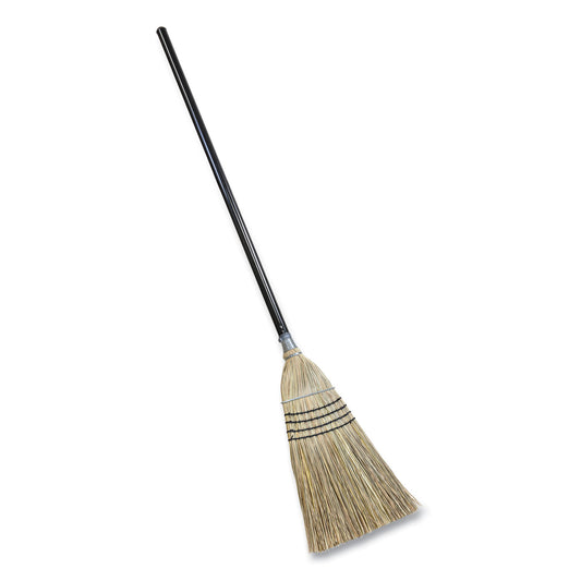 Quickie Bulldozer Heavy-Duty Outdoor Broom, Natural-Fiber Bristles, 54" Overall Length, Black/Natural (9316)