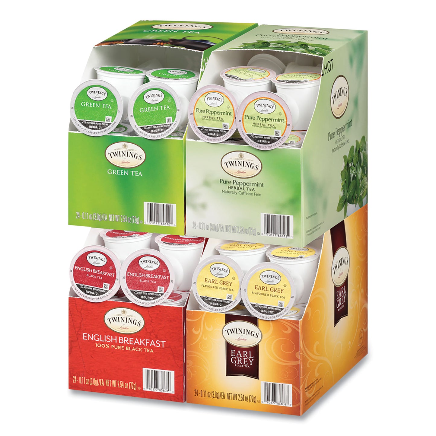 TWININGS Tea K-Cups, Assorted, 0.11 oz K-Cups, 24/Box, 4 Boxes/Carton (54192)