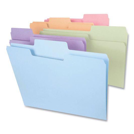 Smead SuperTab Colored File Folders, 1/3-Cut Tabs: Assorted, Legal Size, 0.75" Expansion, 11-pt Stock, Pastel Assortment, 100/Box (11962)