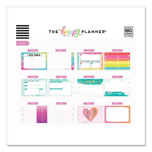 The Happy Planner Productivity Multi Accessory Pack, 20 Double-Sided Pre-Punched Cards, 20 Half-Sheet Stickers, 3 Sticky Note Pads (PLMP02)