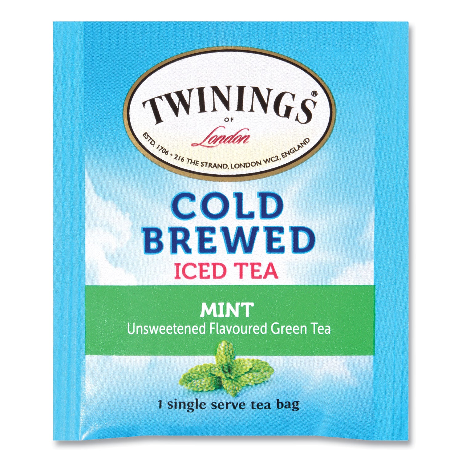 TWININGS Cold Brew Iced Tea Bags, Mint, 0.07 oz Tea Bag, 20/Box (51335)