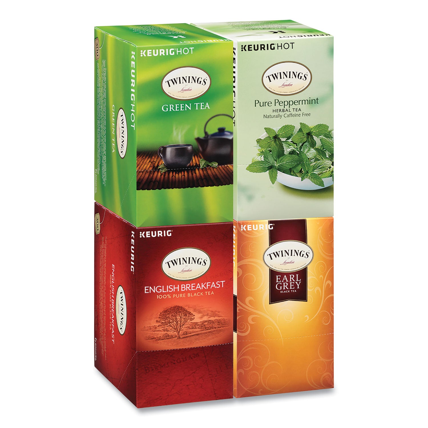 TWININGS Tea K-Cups, Assorted, 0.11 oz K-Cups, 24/Box, 4 Boxes/Carton (54192)