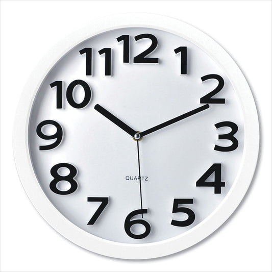 Victory Light Wall Clock with Raised Numerals and Silent Sweep Dial, 13' Overall Diameter, White Case, White Face, 1 AA (sold separately) (TC62127W)