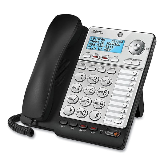 AT&T ML17928 Two-Line Corded Speakerphone, Black/Silver