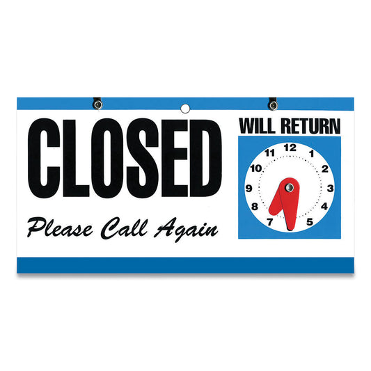 COSCO Open/Closed Outdoor Sign, 11.6 x 6, Blue/White/Black (098013)