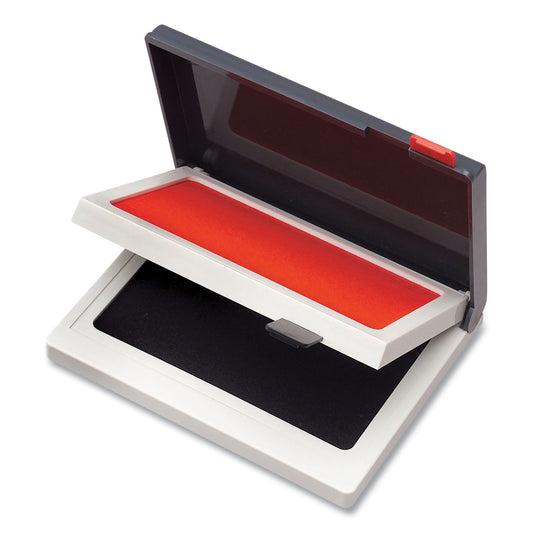 COSCO 2000 PLUS Two-Color Felt Stamp Pad Case, 4" x 2", Black/Red (090468)