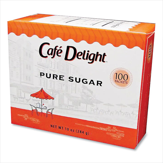 Caf Delight Pure Sugar Packets, 0.10 oz Packet, 100 Packets/Box (23310)