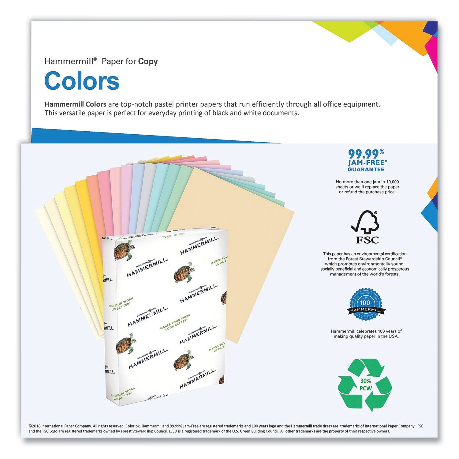 Hammermill Colors Print Paper, 20 lb Bond Weight, 11 x 17, Blue, 500/Ream (102137)