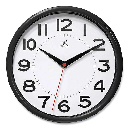 Infinity Instruments Metro Wall Clock, 9" Diameter, Black Case, 1 AA (sold separately) (14220BK3364)