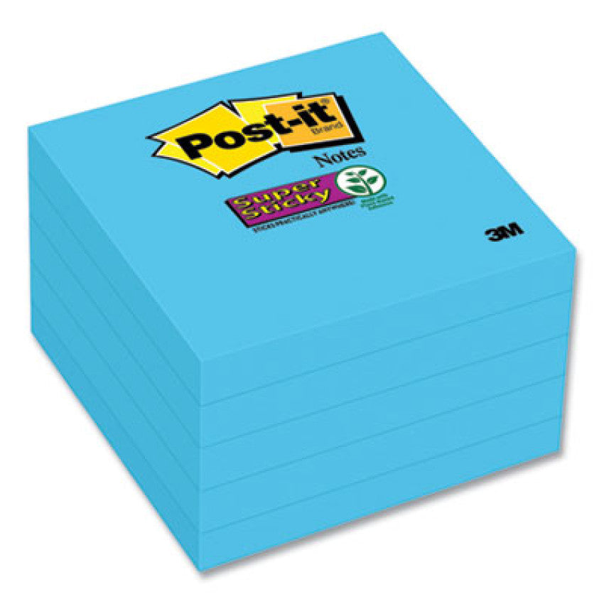 Post-it Self-Stick Notes, 3" x 3", Electric Blue, 90 Sheets/Pad, 5 Pads/Pack (6545SSBE)