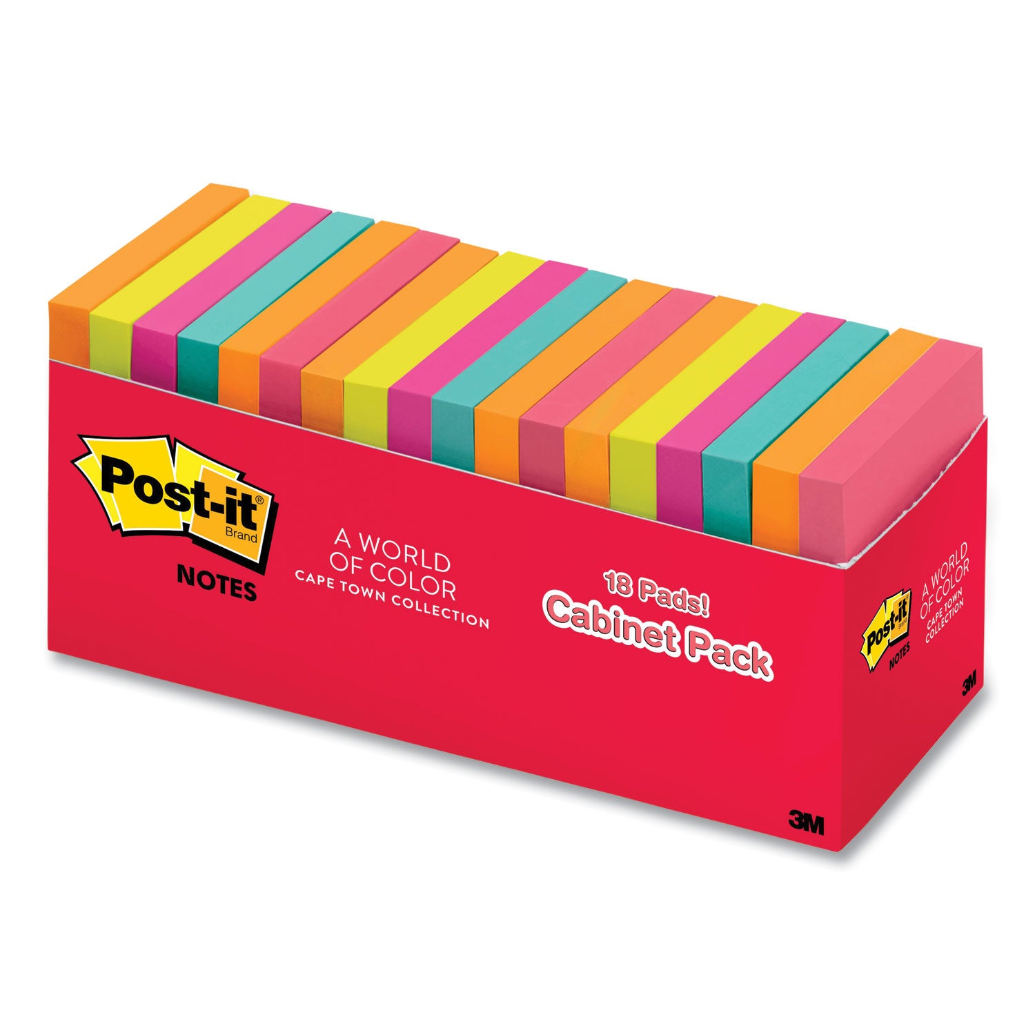 Post-it Original Pop-up Refill Cabinet Pack, 3" x 3", Poptimistic Collection Colors, 100 Sheets/Pad, 18 Pads/Pack (R33018CTCP)