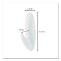 Command General Purpose Hooks, Large, Plastic, White, 5 lb Capacity, 4 Hooks and 6 Strips/Pack (170834ES)