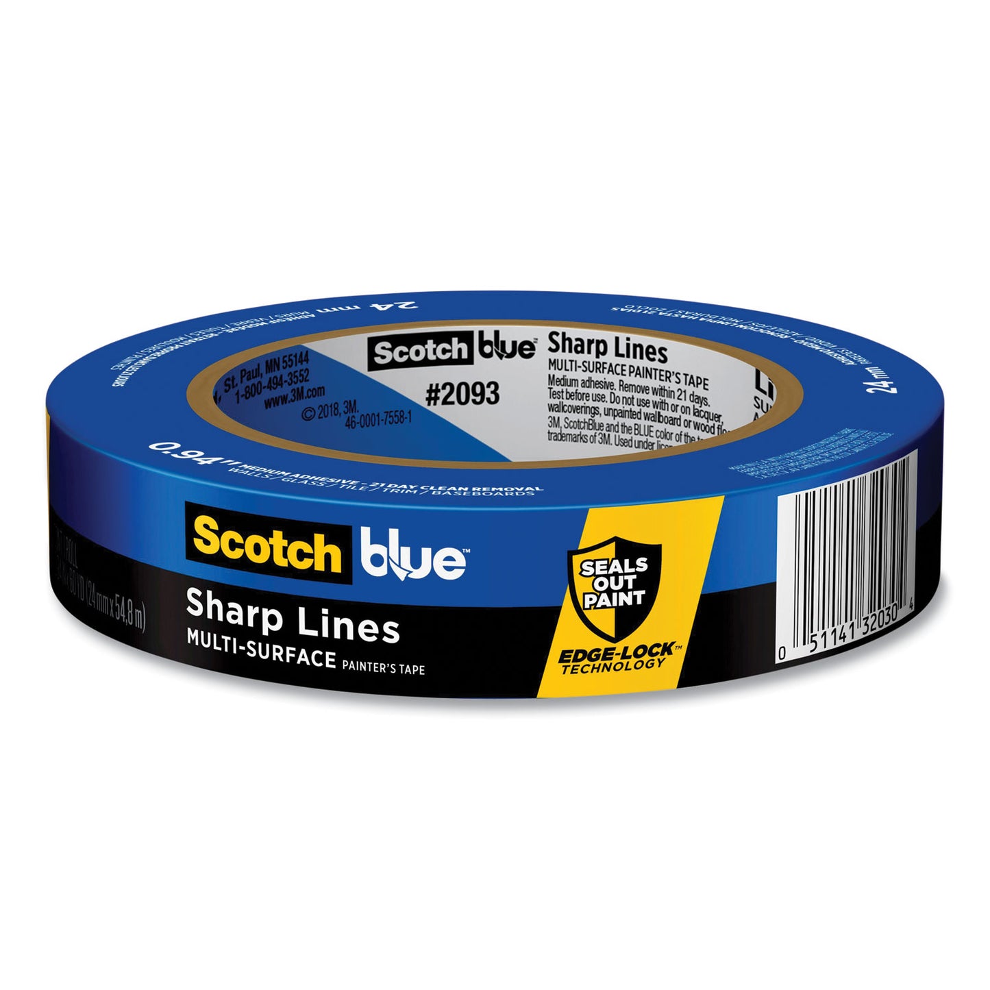 ScotchBlue Sharp Lines Multi-Surface Painter's Tape, 3" Core, 0.94" x 60 yds, Blue (70006578119)