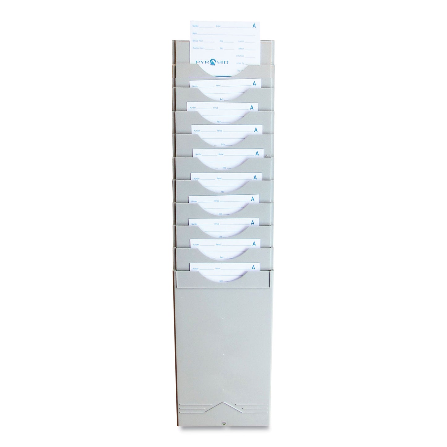 Pyramid Time Card Rack, 10 Pockets, Plastic, Light Gray (40010)