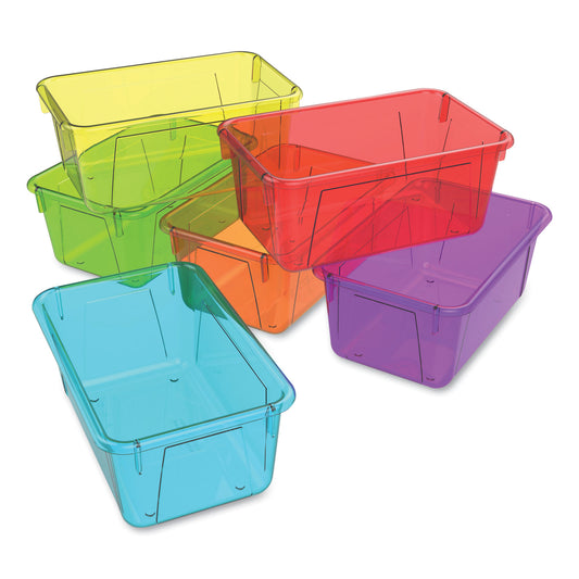 Storex Cubby Bins, 12.2" x 7.8" x 5.1", Assorted Candy Colors, 5/Carton (62490U05C)