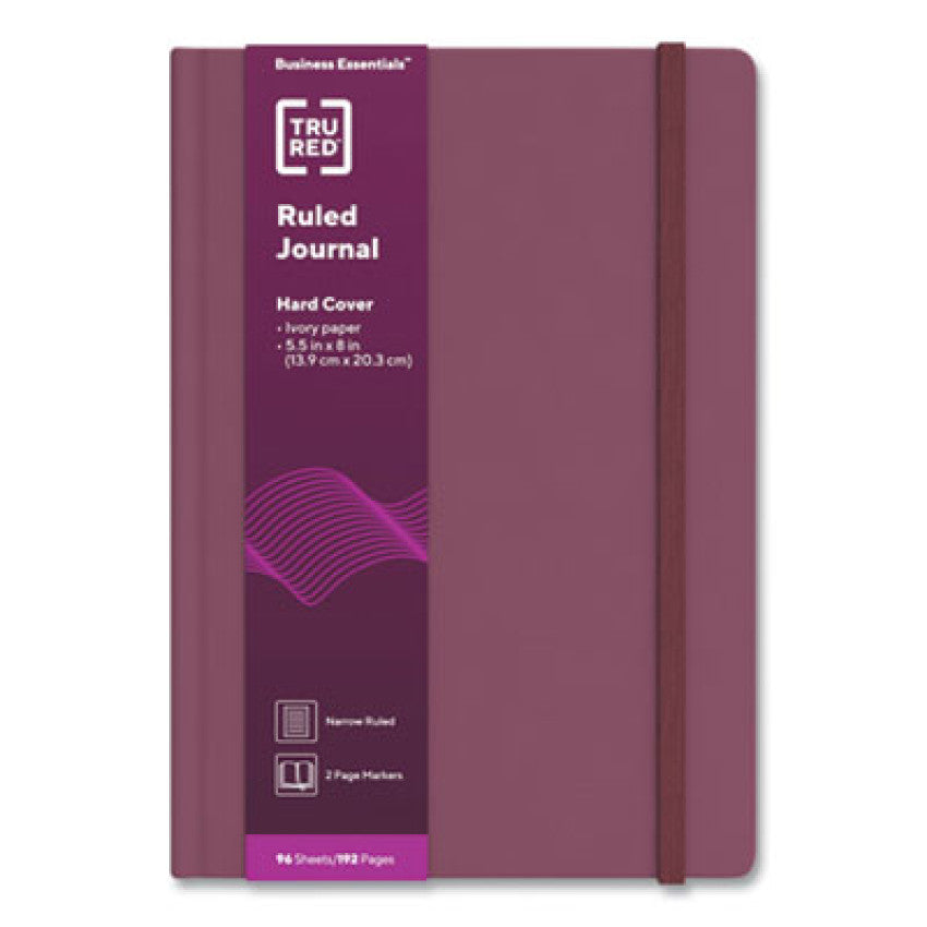 TRU RED Hardcover Business Journal, 1-Subject, Narrow Rule, Purple Cover, (96) 8 x 5.5 Sheets (24383515)