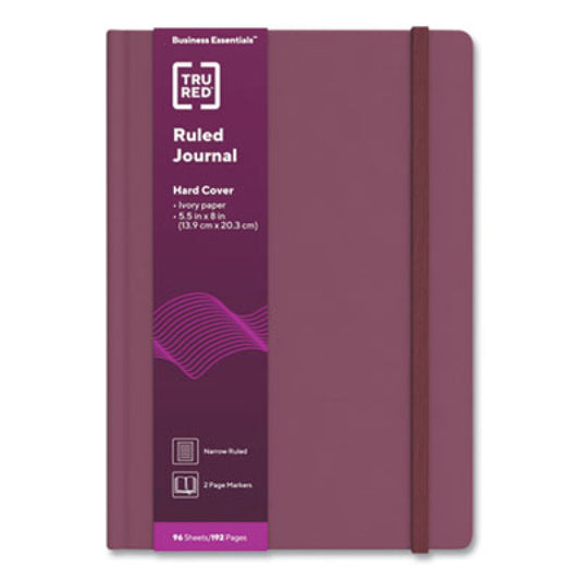 TRU RED Hardcover Business Journal, 1-Subject, Narrow Rule, Purple Cover, (96) 8 x 5.5 Sheets (24383515)