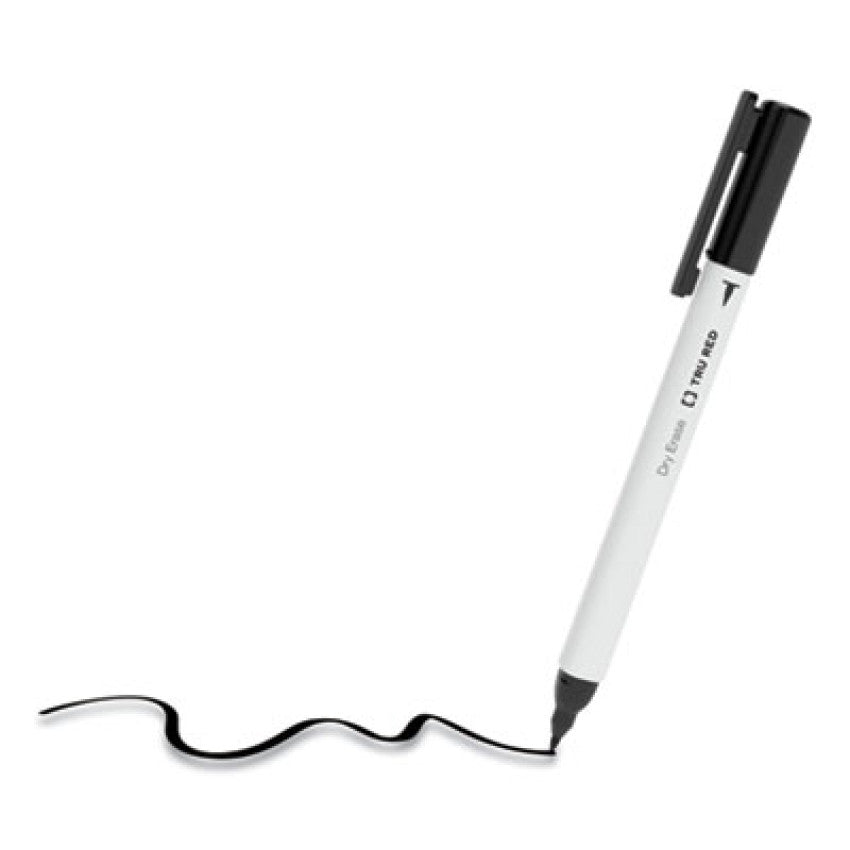 TRU RED Dry Erase Marker, Pen-Style, Extra-Fine Bullet Tip, Black, Dozen (24402806)