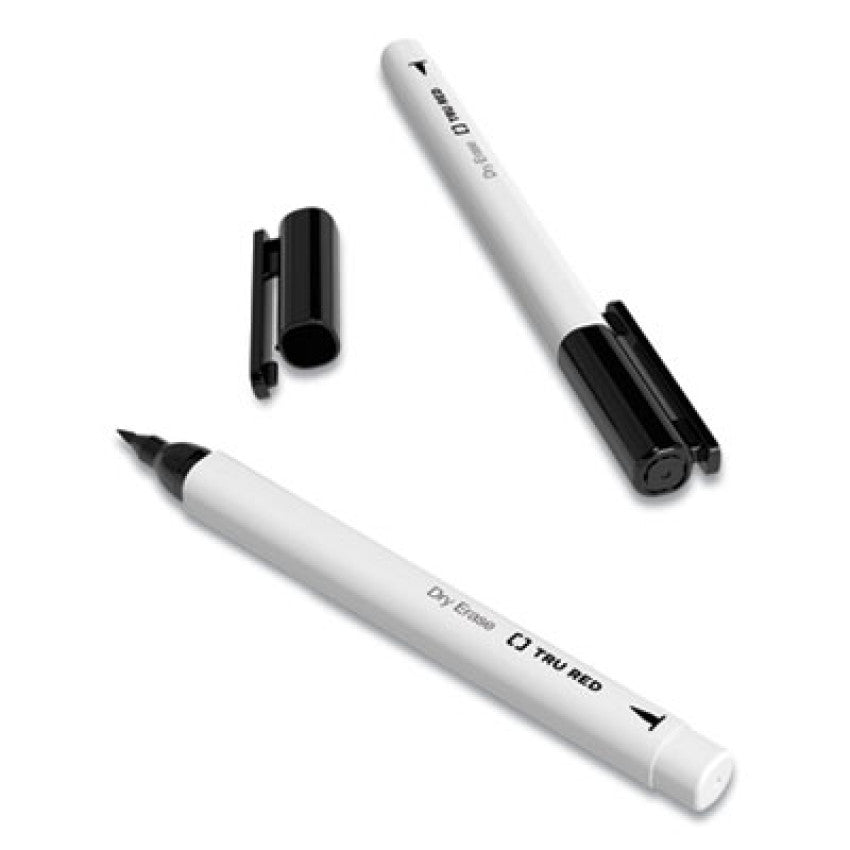 TRU RED Dry Erase Marker, Pen-Style, Extra-Fine Bullet Tip, Black, Dozen (24402806)
