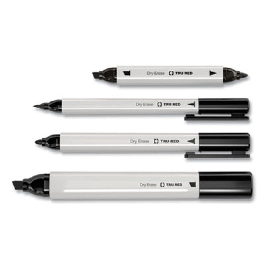 TRU RED Dry Erase Marker, Pen-Style, Extra-Fine Bullet Tip, Black, Dozen (24402806)