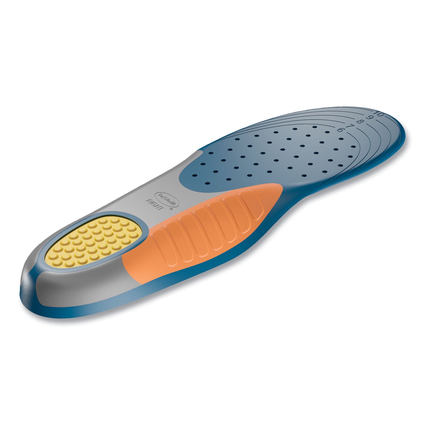 Dr. Scholl's Pain Relief Extra Support Orthotic Insoles, Women Sizes 6 to 11, Gray/Blue/Orange/Yellow, Pair (59013)