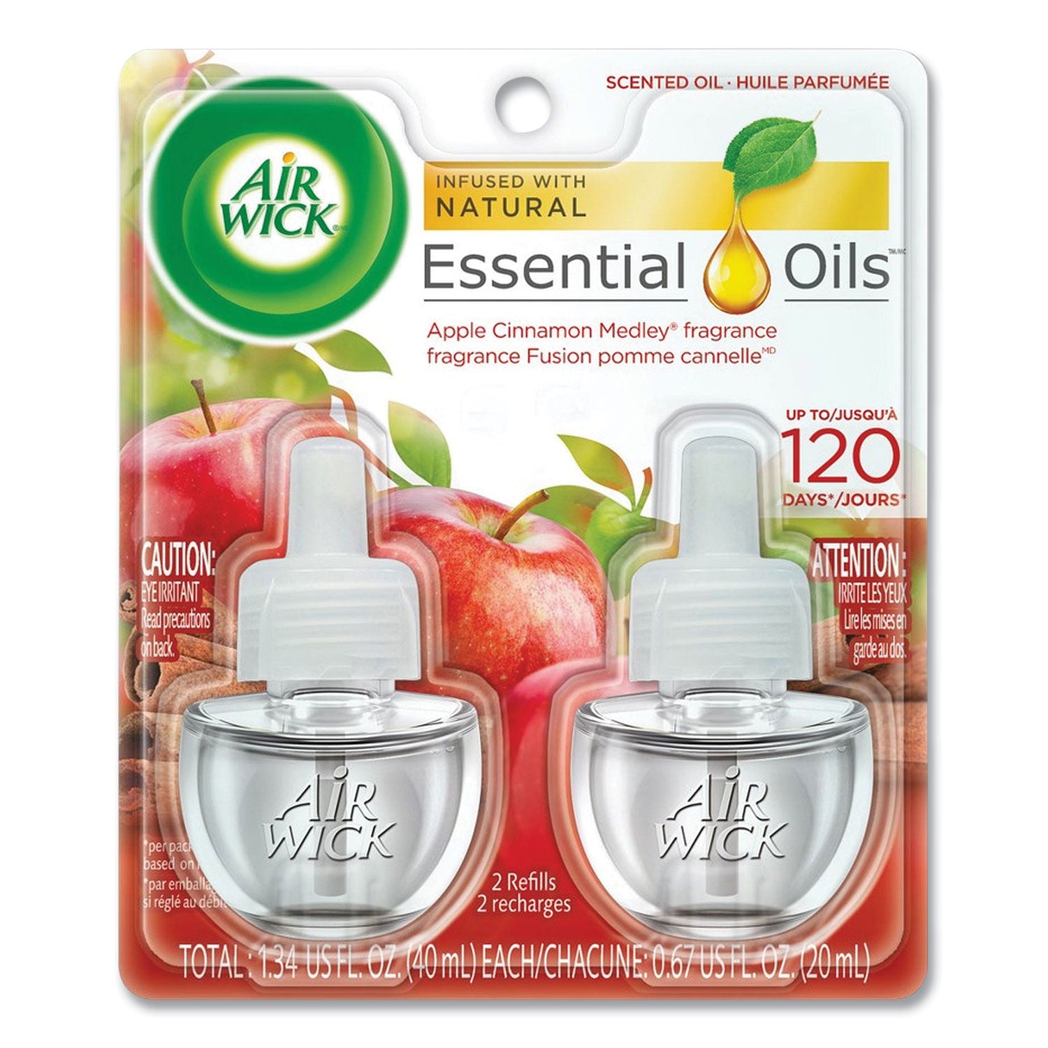 Air Wick Scented Oil Refill, Warming - Apple Cinnamon Medley, 0.67 oz, 2/Pack (80420PK)