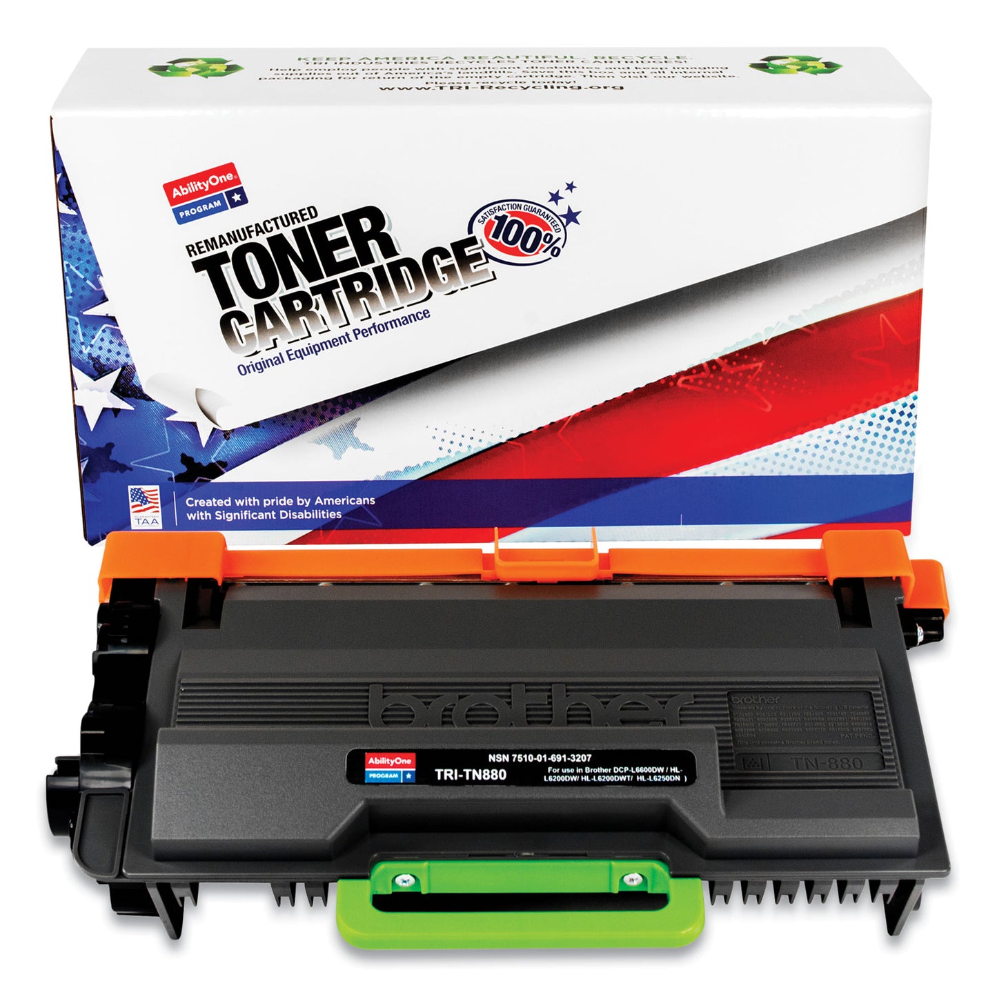 AbilityOne 7510016913207 Remanufactured TN880 Super High-Yield Toner, 12,000 Page-Yield, Black