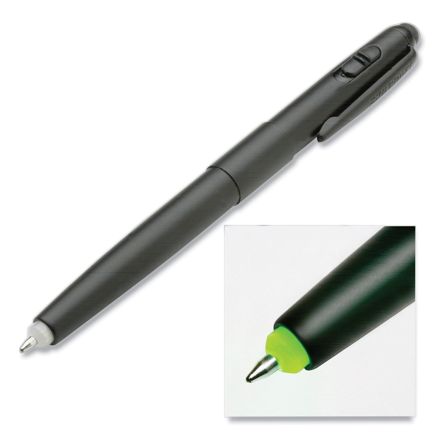 AbilityOne 7520016910488, SKILCRAFT Luminator Ballpoint Pen/Flashlight, Green LED, Retractable, Medium 1 mm, Black Ink, Black Barrel