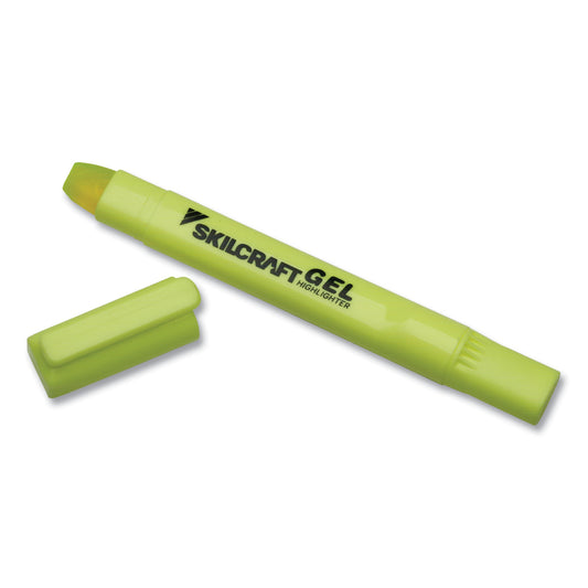 AbilityOne 7520016919222, SKILCRAFT Gel Highlighter, Fluorescent Yellow Ink, Chisel Tip, Yellow Barrel, Dozen