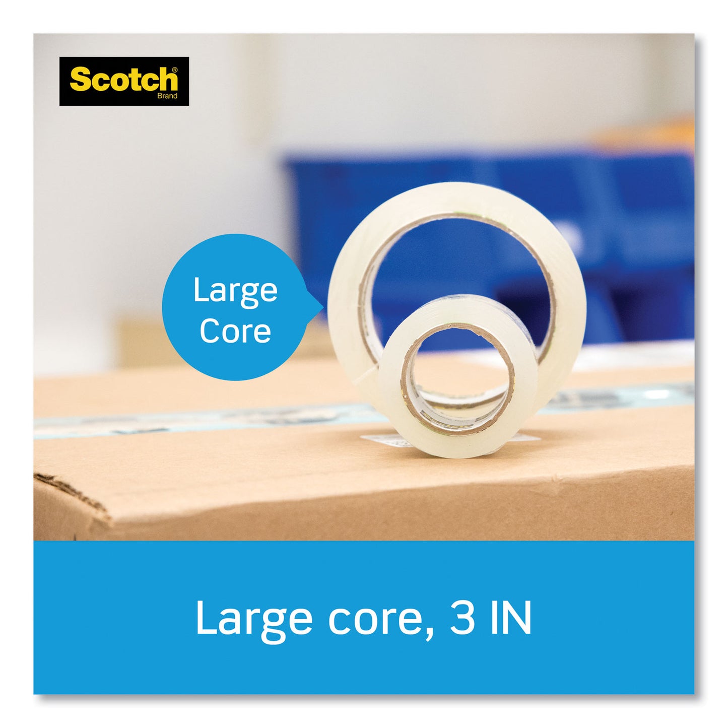 Scotch 3850 Heavy-Duty Packaging Tape, 3" Core, 1.88" x 54.6 yds, Clear, 6/Pack (38506)