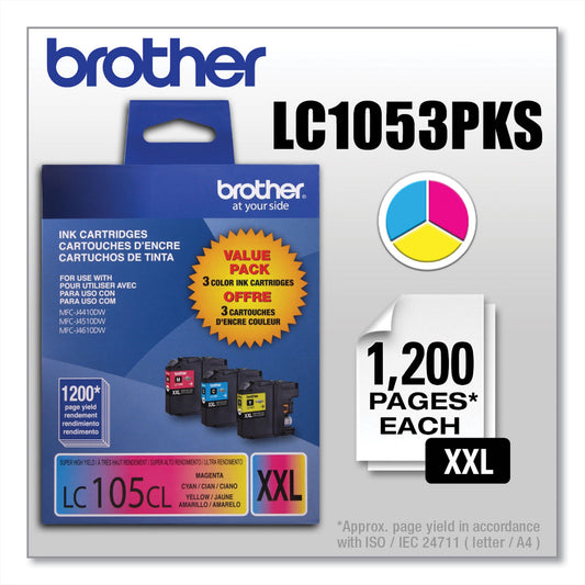 Brother LC1053PKS Innobella Super High-Yield Ink, 1,200 Page-Yield, Cyan/Magenta/Yellow