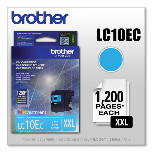 Brother LC10EC INKvestment Super High-Yield Ink, 1,200 Page-Yield, Cyan