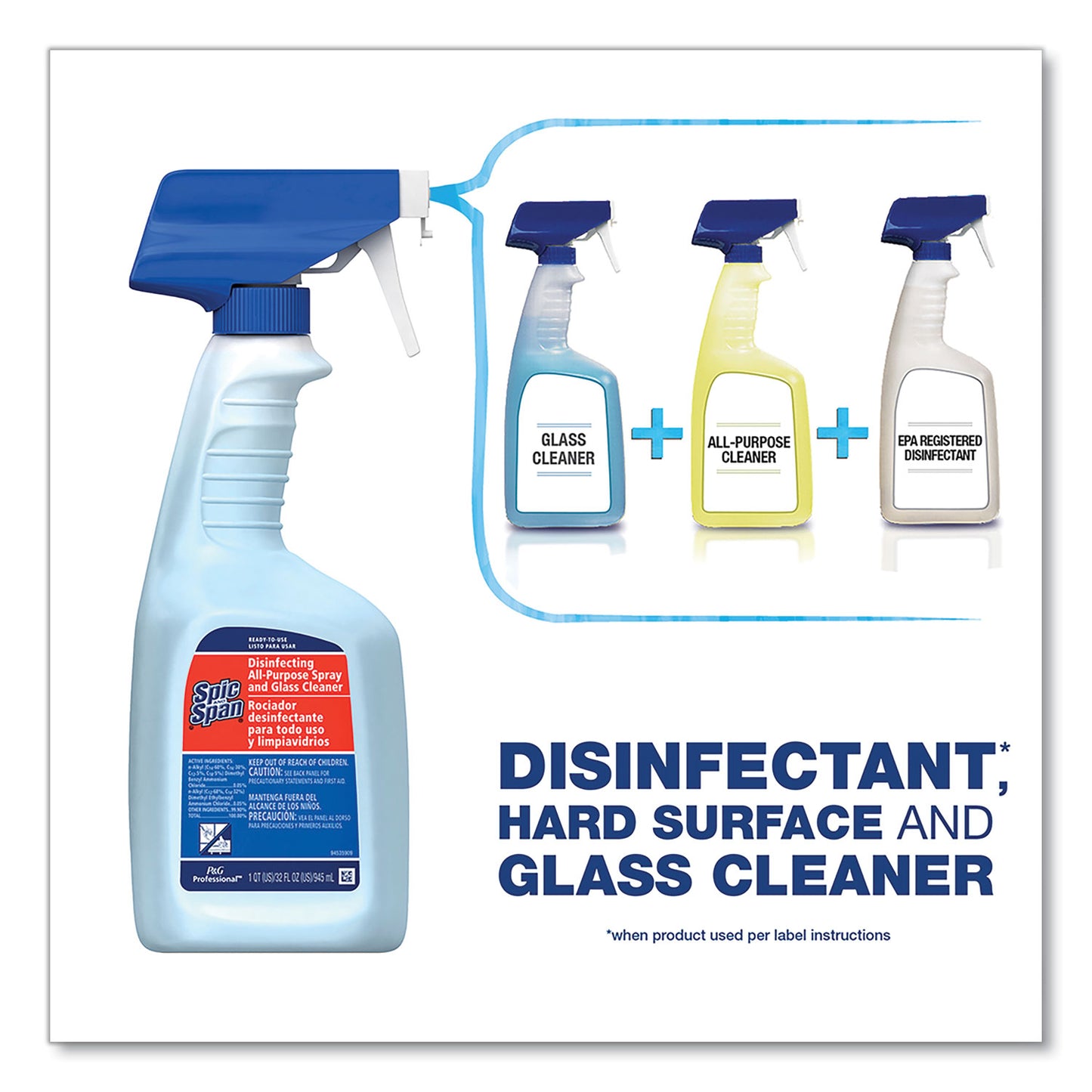 Spic and Span Disinfecting All-Purpose Spray and Glass Cleaner, Fresh Scent, 1 gal Bottle (58773EA)