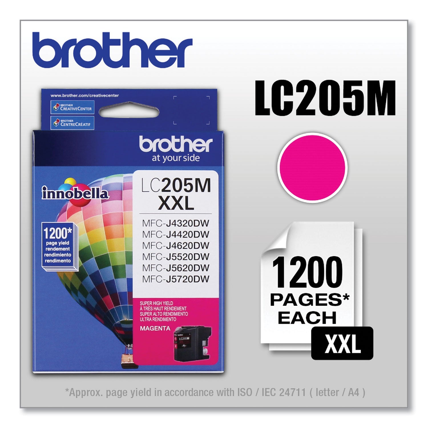 Brother LC205M Innobella Super High-Yield Ink, 1,200 Page-Yield, Magenta