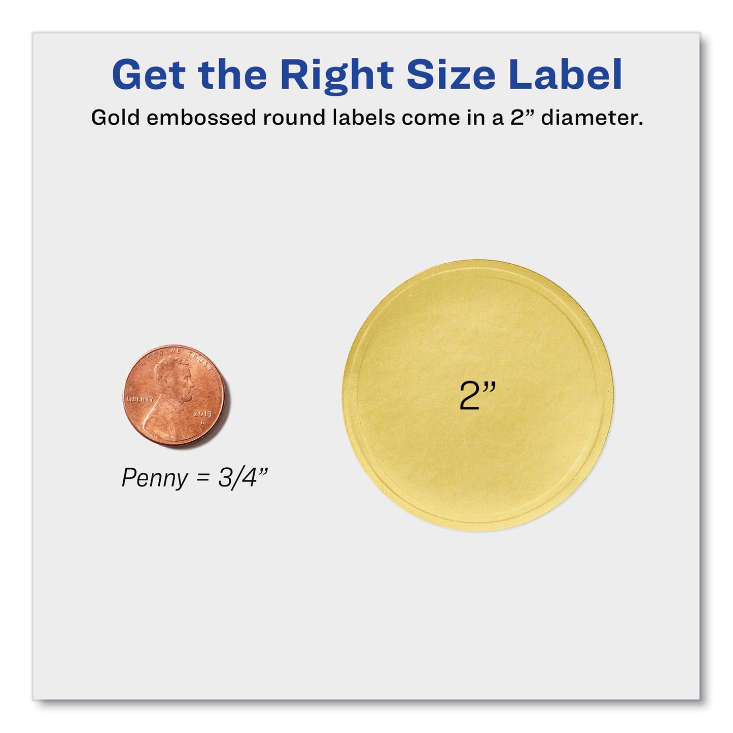 Avery Round Labels, Inkjet Printers, 2" dia, Gold, 12/Sheet, 8 Sheets/Pack (22831)