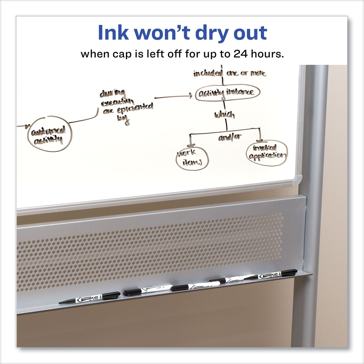 Avery MARKS A LOT Pen-Style Dry Erase Marker Value Pack, Medium Chisel Tip, Assorted Colors, 24/Set (29860)