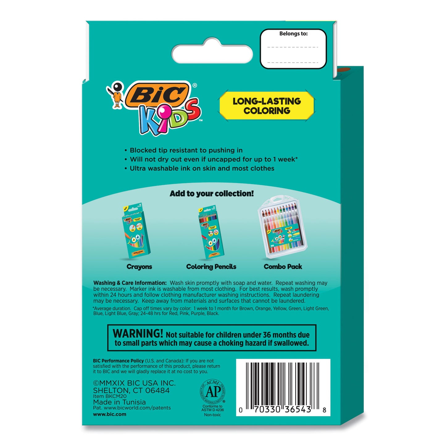 BIC Kids Ultra Washable Markers, Medium Bullet Tip, Assorted Colors, 20/Pack (BKCM20AST)
