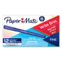 Paper Mate Write Bros. Ballpoint Pen, Stick, Fine 0.8 mm, Blue Ink, Blue Barrel, Dozen (2124512)