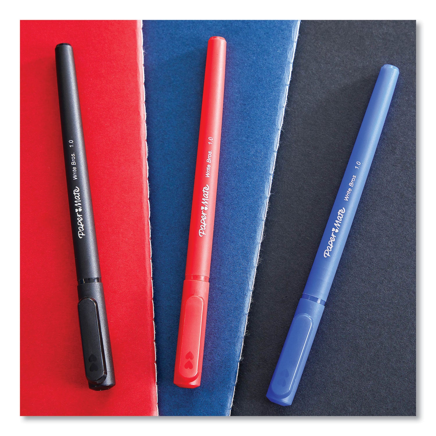 Paper Mate Write Bros. Ballpoint Pen, Stick, Fine 0.8 mm, Blue Ink, Blue Barrel, Dozen (2124512)