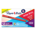 Paper Mate Write Bros. Grip Ballpoint Pen, Stick, Medium 1 mm, Red Ink, Red Barrel, Dozen (2124505)