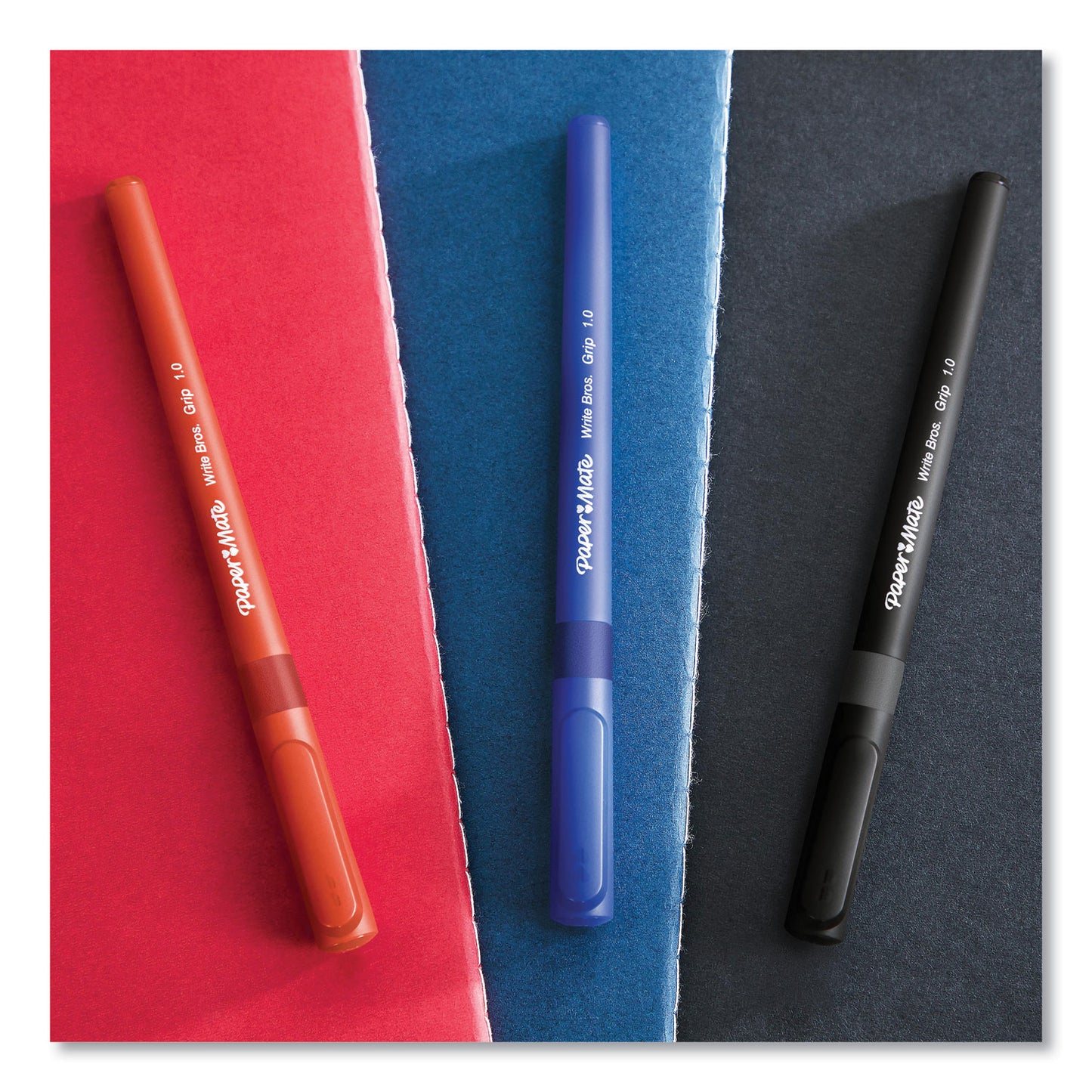 Paper Mate Write Bros. Grip Ballpoint Pen, Stick, Medium 1 mm, Blue Ink, Blue Barrel, Dozen (2124506)