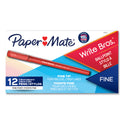 Paper Mate Write Bros. Ballpoint Pen, Stick, Fine 0.8 mm, Red Ink, Red Barrel, Dozen (2124517)