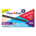 Paper Mate Write Bros. Grip Ballpoint Pen, Stick, Medium 1 mm, Black Ink, Black Barrel, Dozen (2124509)