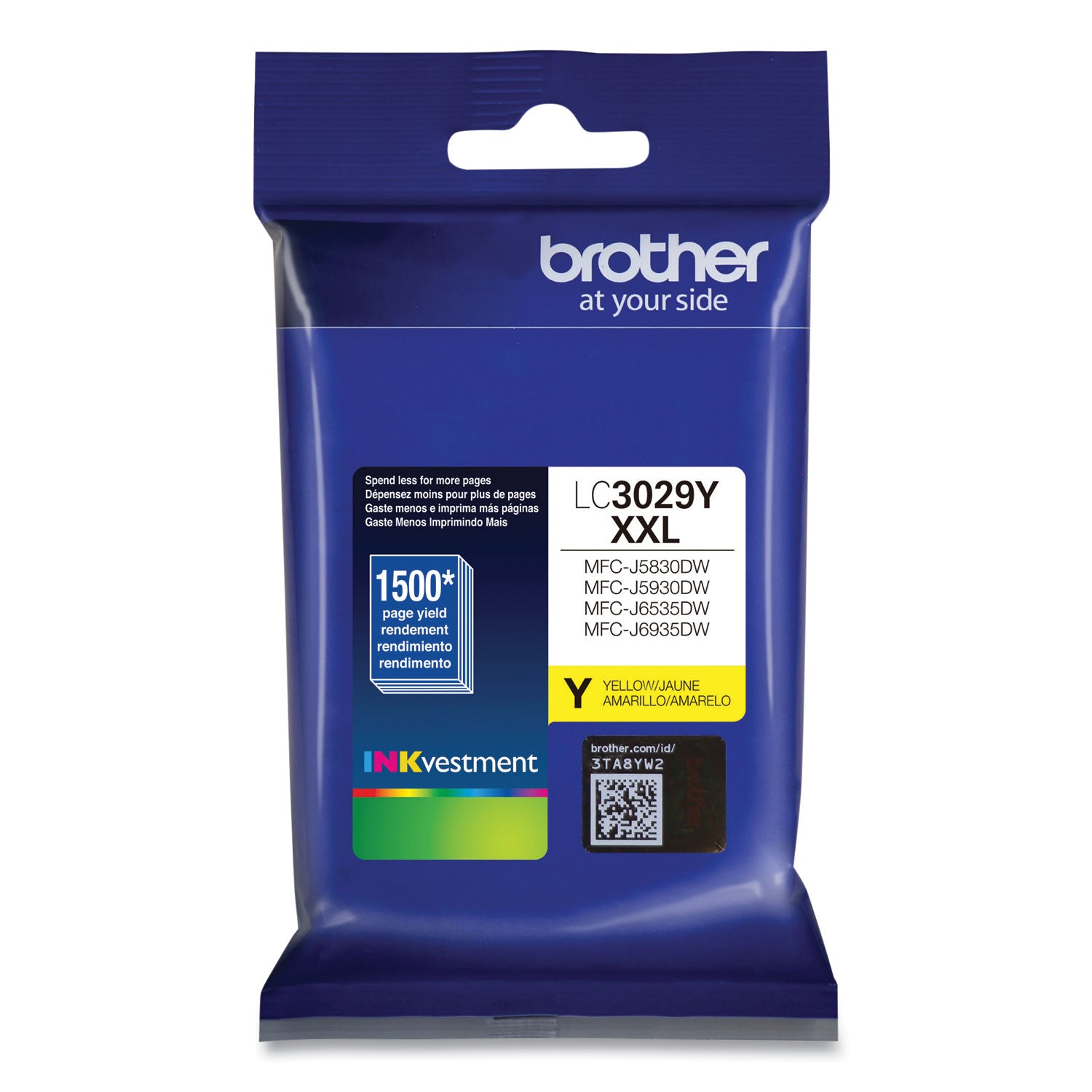 Brother LC3029Y INKvestment Super High-Yield Ink, 1,500 Page-Yield, Yellow