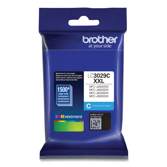 Brother LC3029C INKvestment Super High-Yield Ink, 1,500 Page-Yield, Cyan