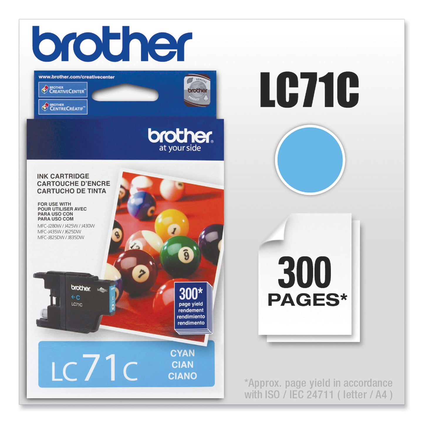 Brother LC71C Innobella Ink, 300 Page-Yield, Cyan