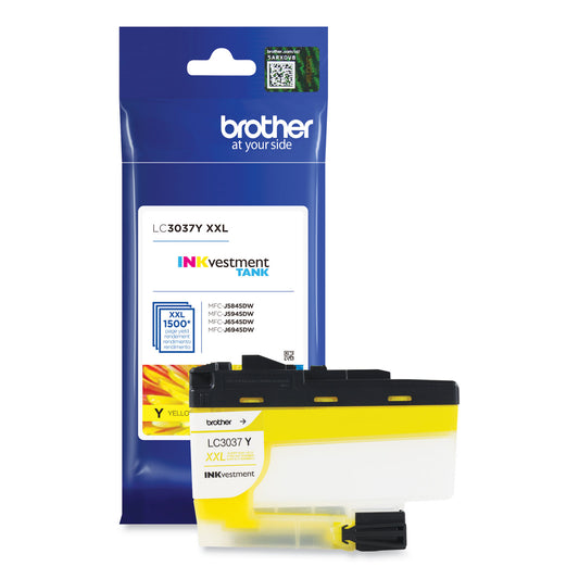 Brother LC3037Y INKvestment Super High-Yield Ink, 1,500 Page-Yield, Yellow