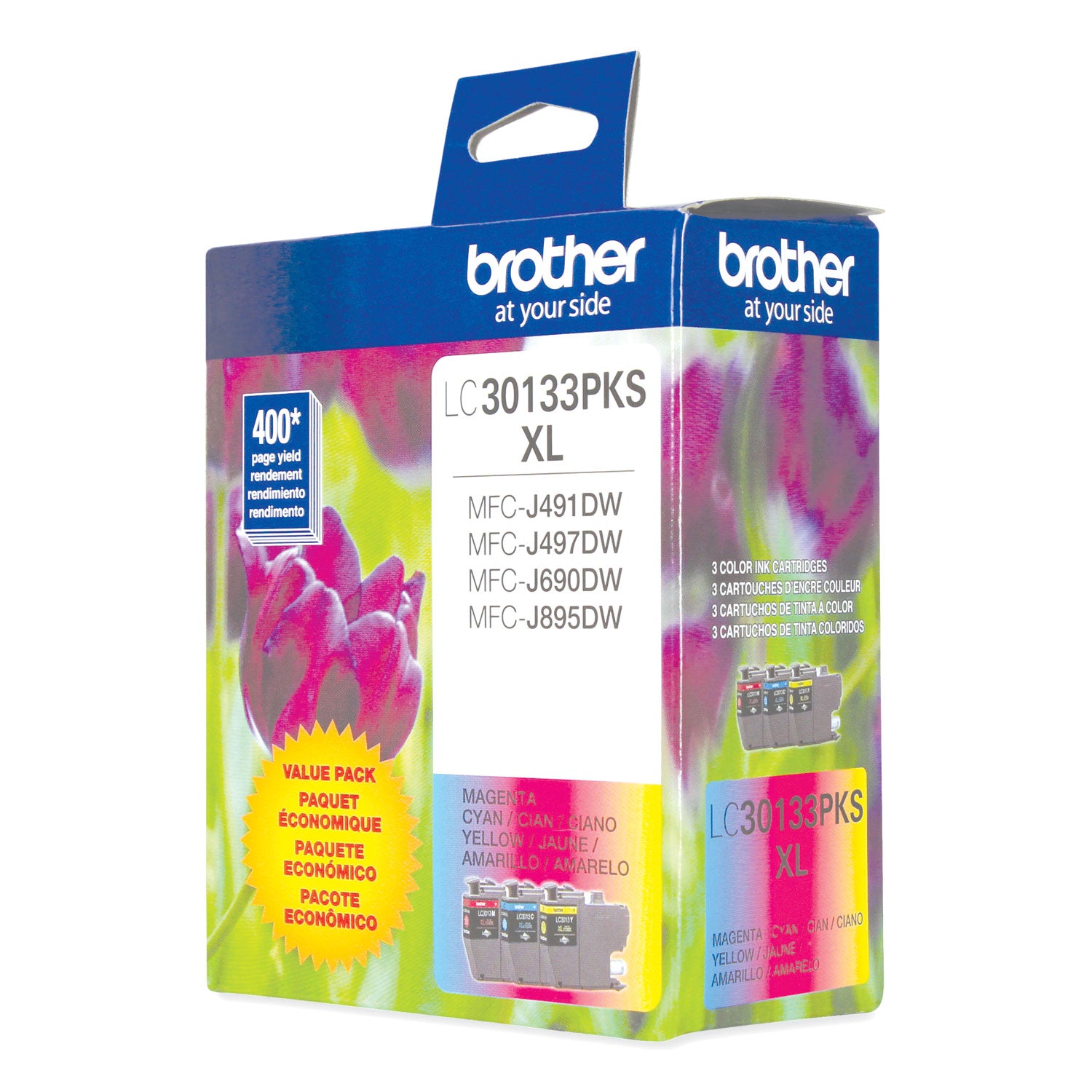 Brother LC30133PKS High-Yield Ink, 400 Page-Yield, Cyan/Magenta/Yellow